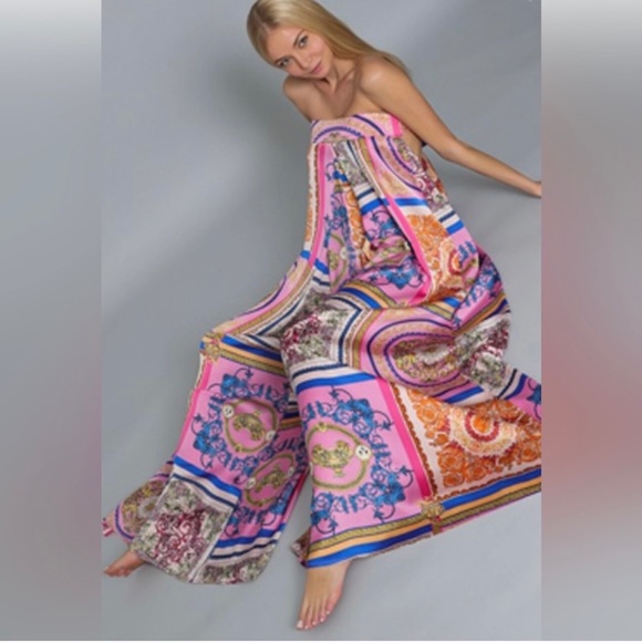 Multicolor Tube Tie Back Chest Elastic Waisted Jumpsuit - Picture 7 of 10